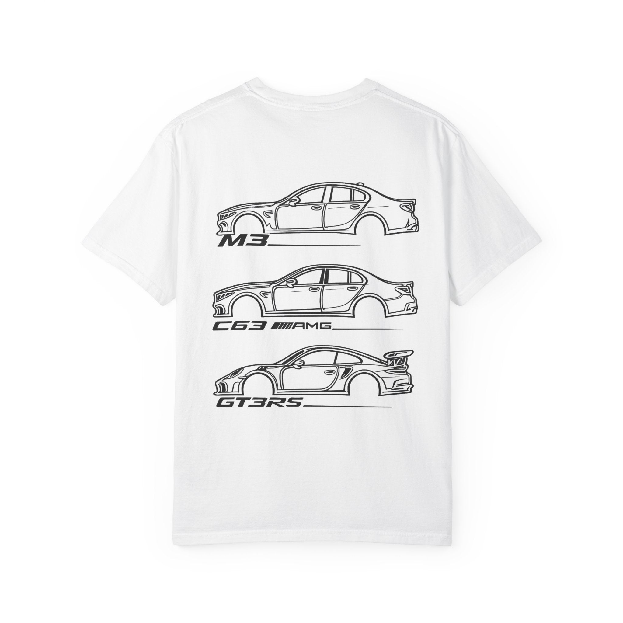Three Side-Profile Sports Cars T-shirt | Werks Outline Racing Logo